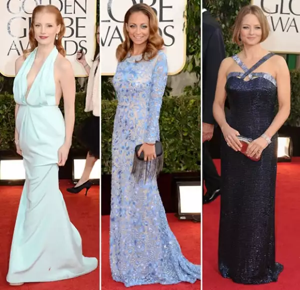 Algunas arriesgaron con tonos de azul y verde.