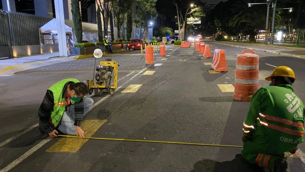 Avance de la ciclovía de Insurgentes
