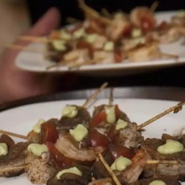 Brocheta de Camarón con Huitlacoche