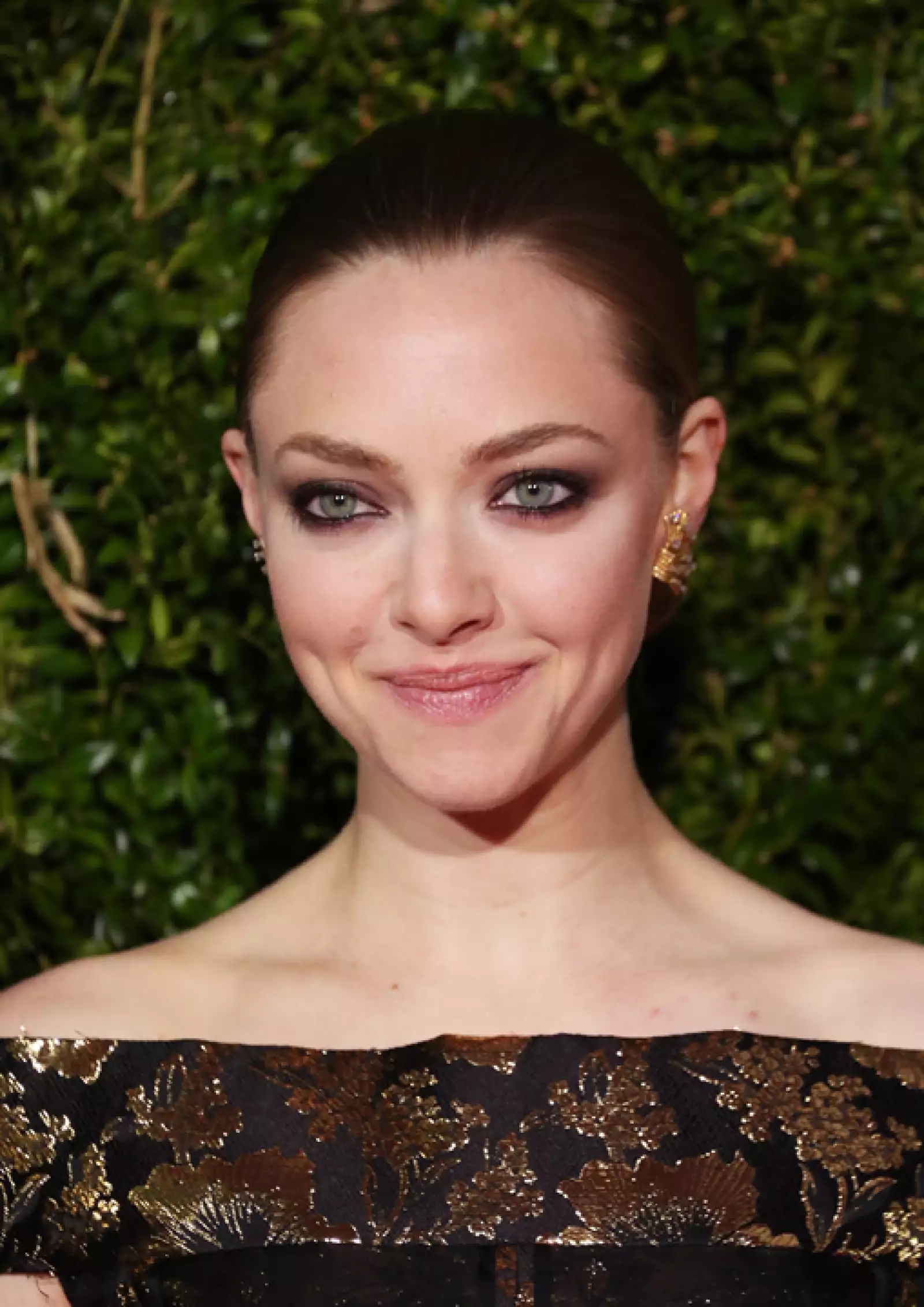 La guapísima actriz Amanda Seyfried no pasó desapercibida en los premios. Llevó el pelo en un low bun y resalto su increíble mirada con un smokey eye muy profundo y labios rosa pálido.