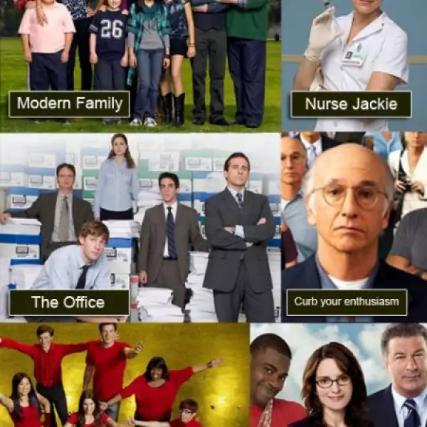 Mejor Serie de Comedia: Curb your enthusiasm; Glee; Modern family; Nurse Jackie; The office; 30 rock.