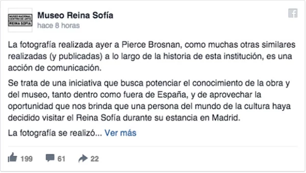 Ante esto, el museo emitió un comunicado en el que explicaban el por qué de la fotografía.