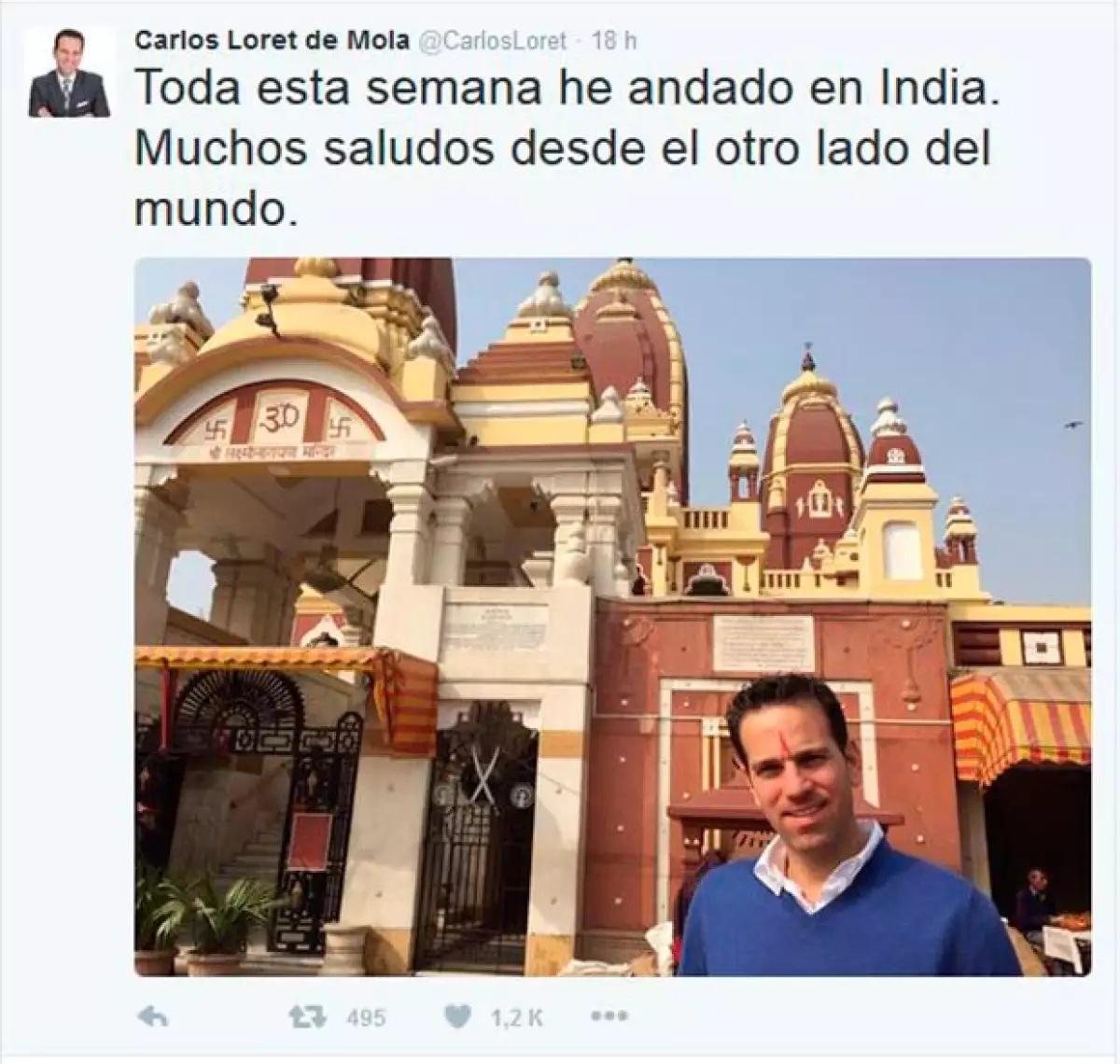 Loret de Mola se encuentra vacacionando en la India desde hace unos días.