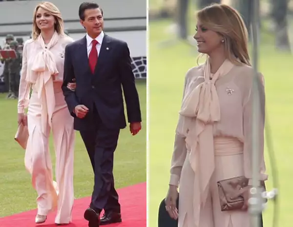 Angélica Rivera optó por un total look del diseñador mexicano Alejandro Carlín y joyería del también mexicano Daniel Espinosa.