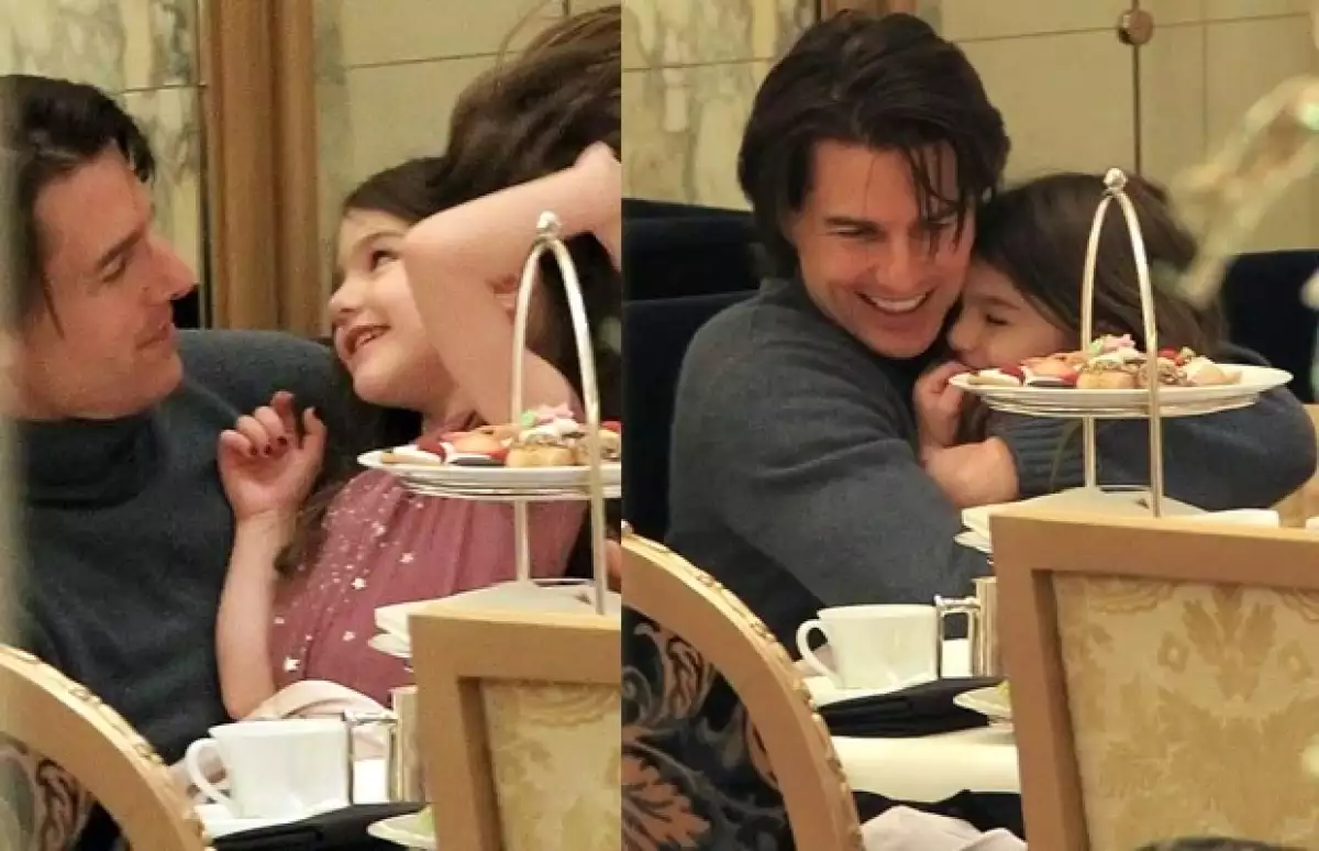 Aquí Suri con su papá Tom Cruise.