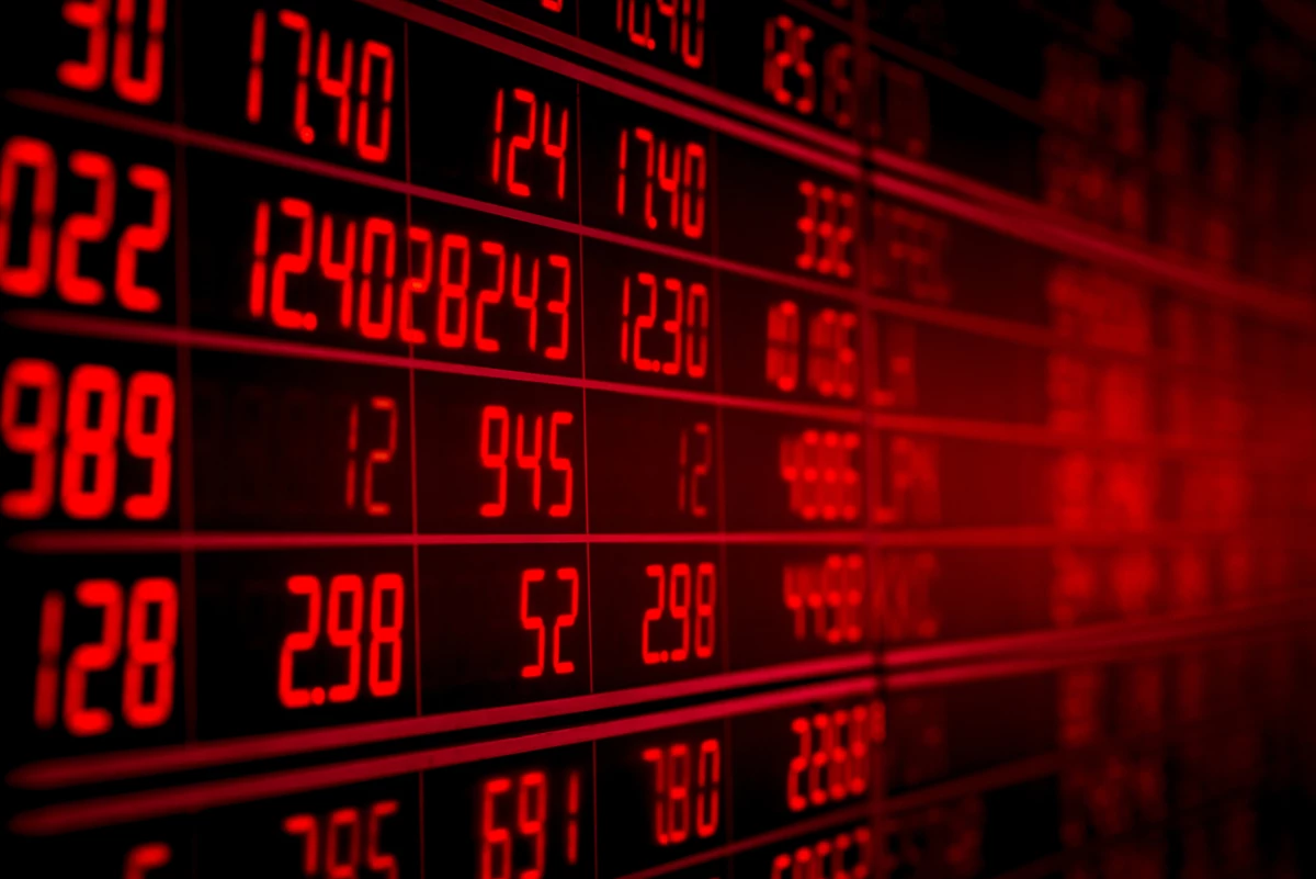 red electronic board of stock market