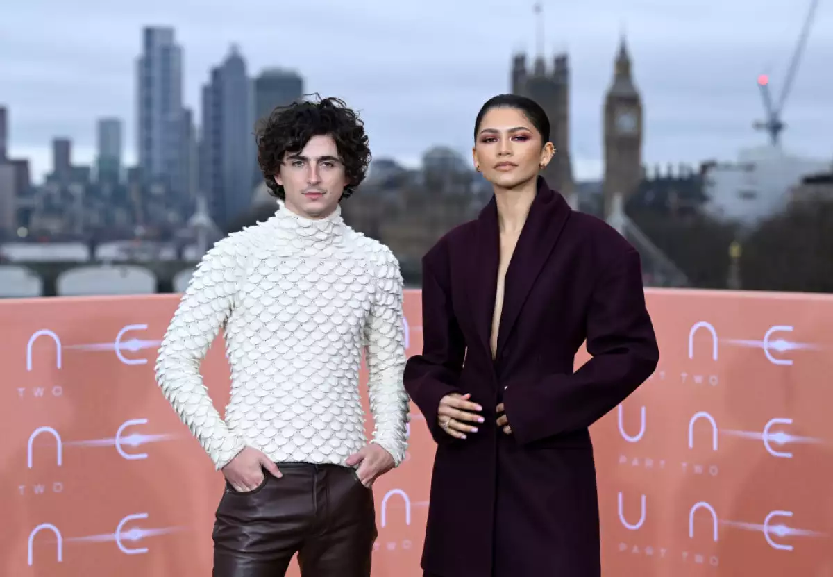 Foto de Timothée Chalamet y Zendaya durante el estreno de Dune 2 en Londres.