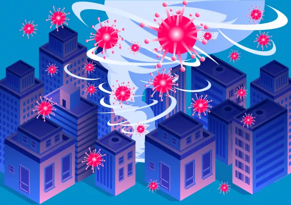 New Coronary Pneumonia Virus COVID-19 Swept Cities, Global Virus Outbreak, Tornado Swept Cities