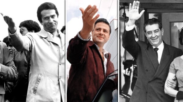 MISMO ESTILO POLÍTICO. De izq. a der.: el ex gobernador mexiquense Alfredo del Mazo González, el actual candidato presidencial Enque Peña Nieto y el ex presindete Adolfo López Mateos, admirado por Peña Nieto.