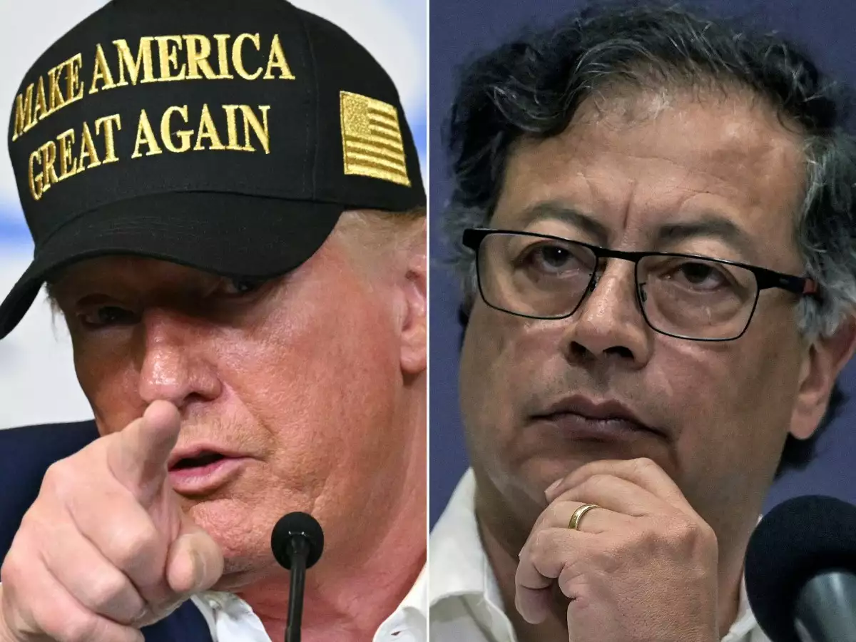 Esta combinación de imágenes creadas el 26 de enero de 2025 muestra al presidente estadounidense Donald Trump en Pacific Palisades, un barrio de Los Ángeles, California, el 24 de enero de 2025 y al presidente colombiano Gustavo Petro en Cali, Colombia, el 9 de septiembre de 2023.