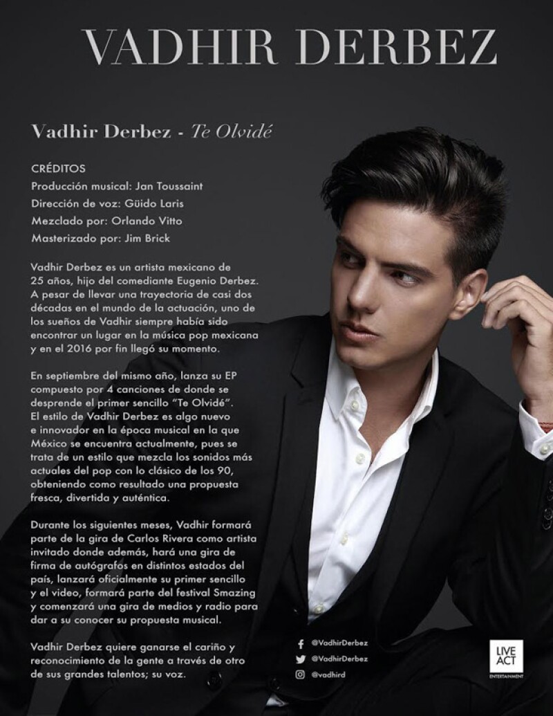 Vadhir Derbez se lanza como solista.