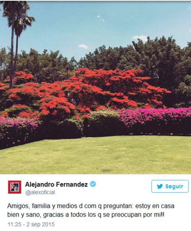 Con esta imagen, el cantante demsotró que se encuentra en su casa con buen estado de salud.
