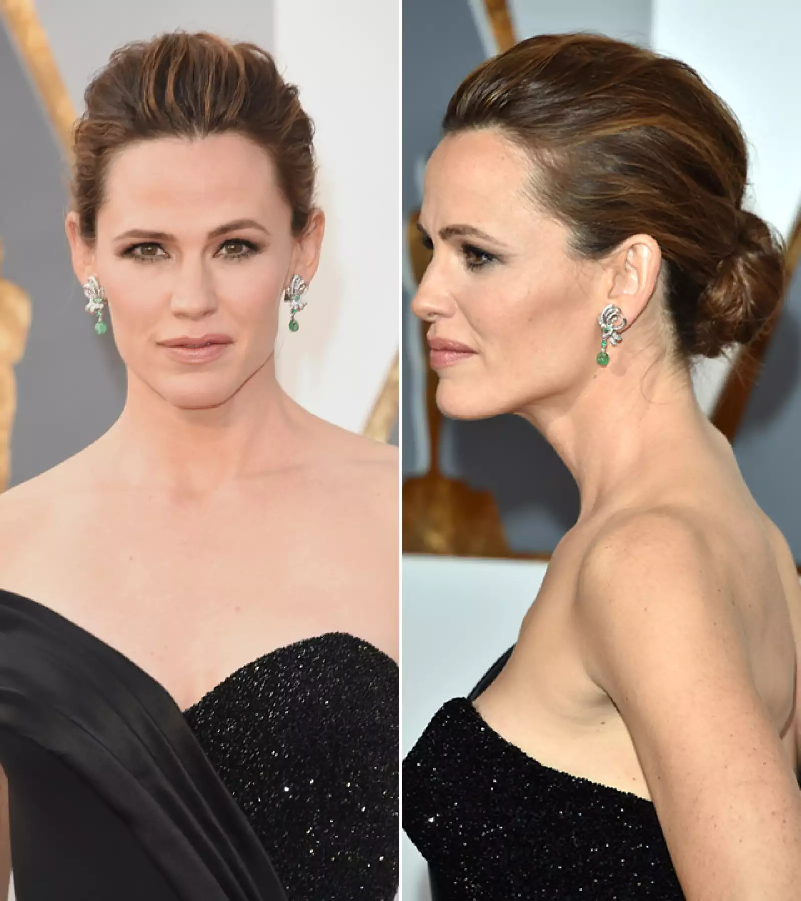 Jennifer Garner fue una de las más aplaudidas de la noche. Llevó los ojos con un smokey eye ligero y nude lips. El pelo lo llevó en un low bun que hizo lucir su espectacular maquillaje.