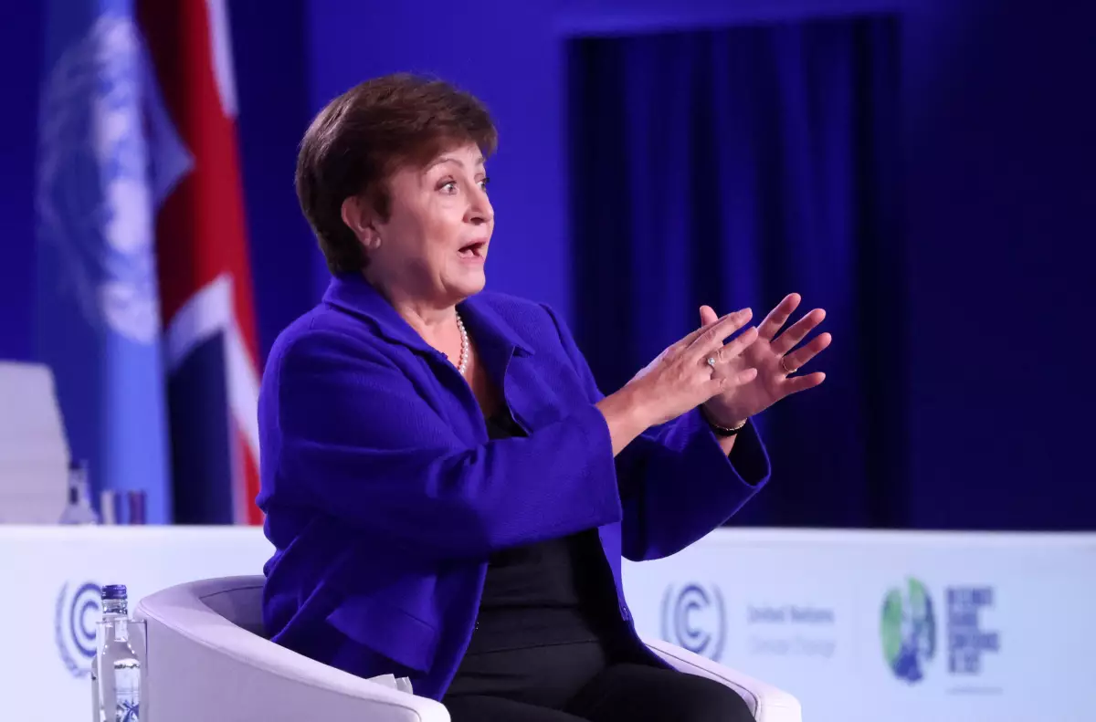 La directora genernte del Fondo Monetario Internacional Kristalina Georgieva asiste a la COP26, en Glasgow, Escocia.. 