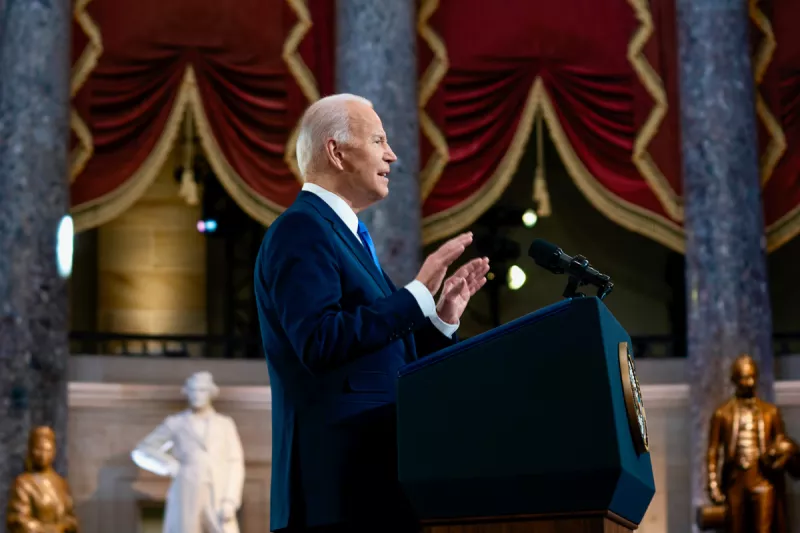 (El presidente Joe Biden durante su discurso en el Capitolio)