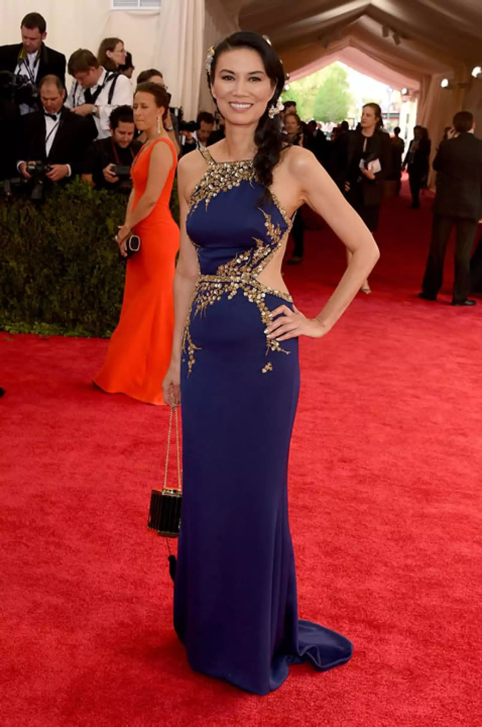 Wendi Murdoch en Oscar de la Renta.