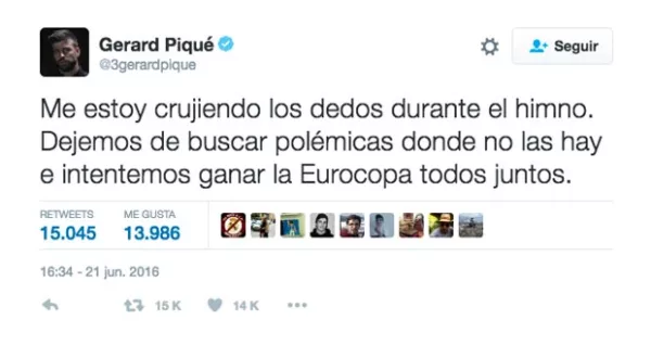 Este fue el tuit con el que Piqué se defendió.