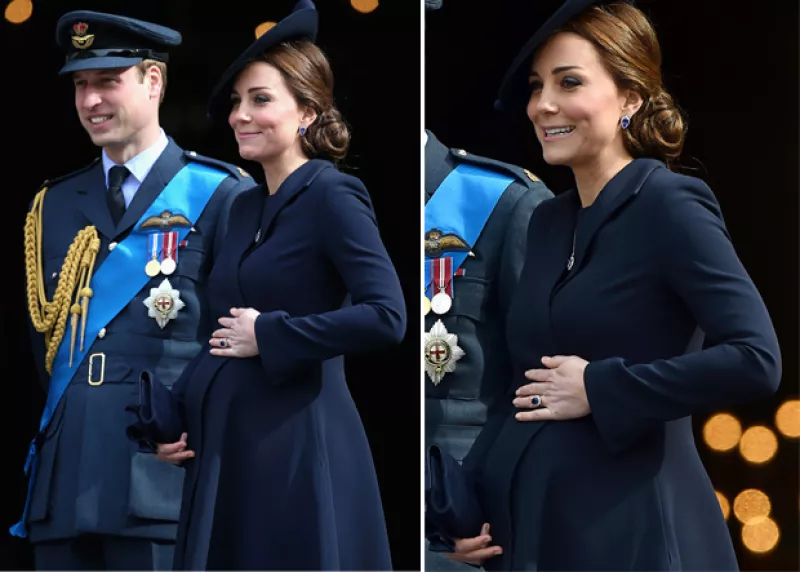 Durante el servicio en honor a los héroes de guerra de Afganistán, la Duquesa de Cambridge no pudo disimular que su bebé no dejaba de darle pataditas. Sus caras lo dicen todo.