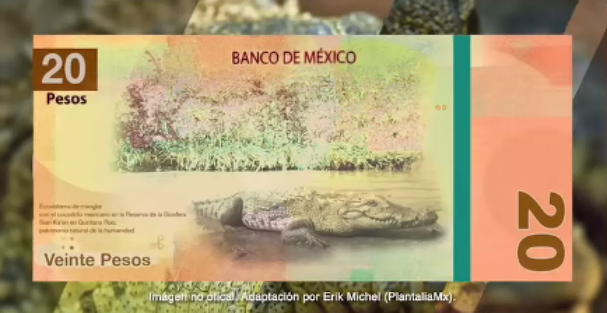 Imagen del diseño del nuevo billete de 20 pesos en México