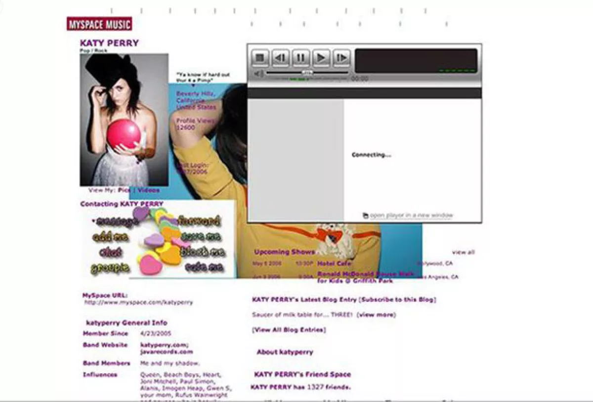 Katy Perry y sus pininos como cantante en MySpace.