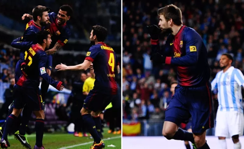 El novio de Shakira dedicó uno de los goles, que llevó a su equipo el Barcelona a la semifinales de la Copa del Rey, para su pequeño de dos días de nacido.