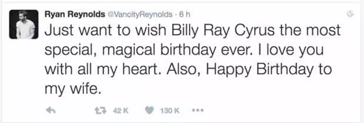 Esta fue la felicitación que Ryan le hizo a Blake.