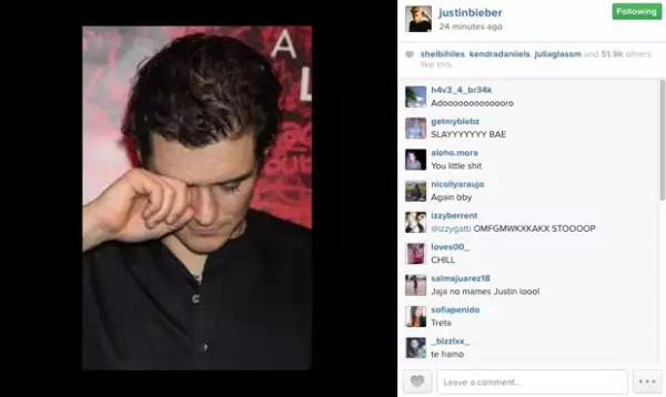 Esta es la polémica publicación del canadiense en su cuenta de Instagram.