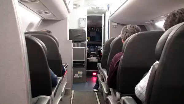 Inside Aeromexico Connect Airplane And People View At Mexico City Airport In Mexico
