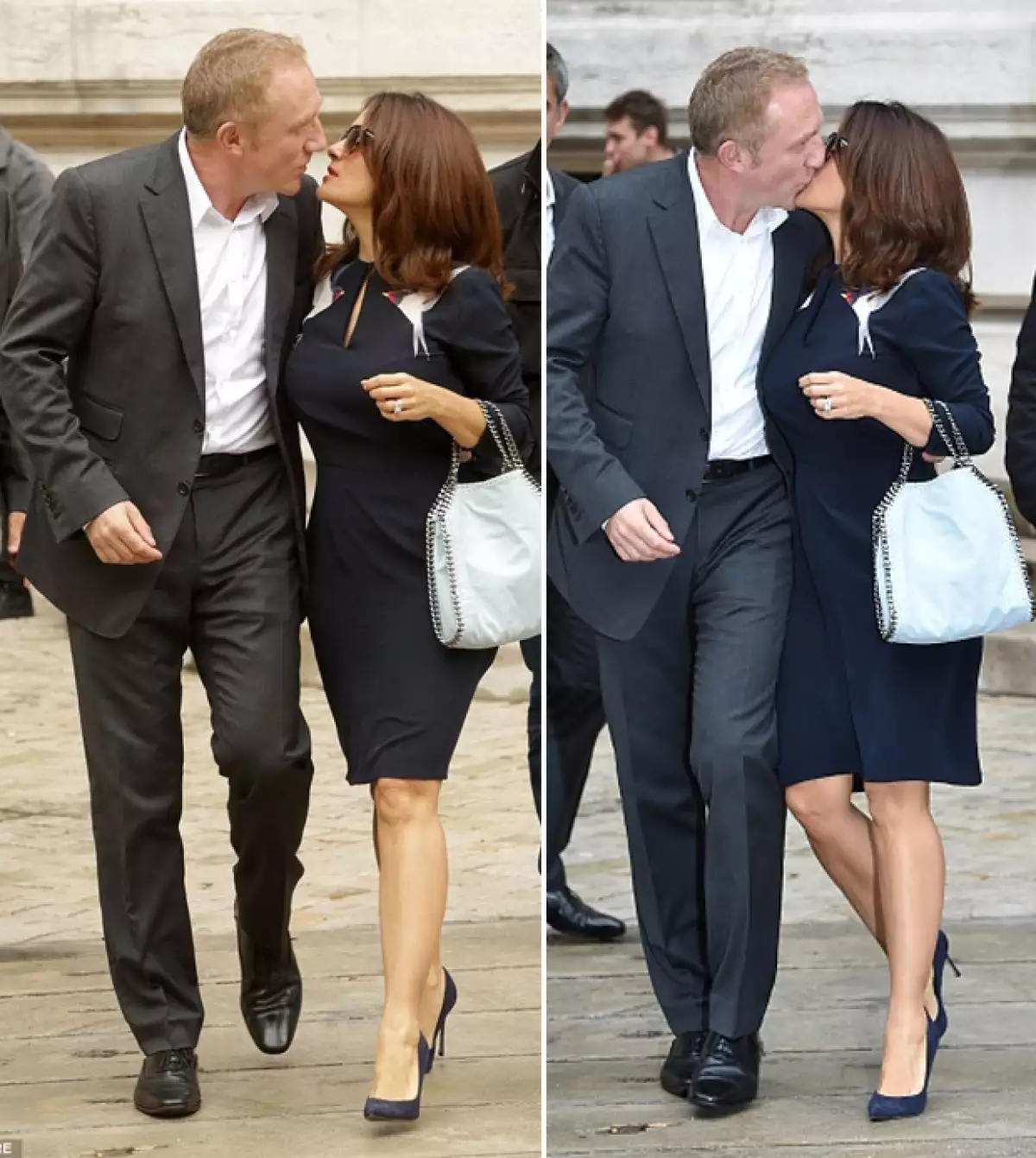 La actriz y el empresario francés se presentaron hoy en el show de Stella McCartney en la ciudad el amor, y no podían ocultar el amor que hay entre ellos.