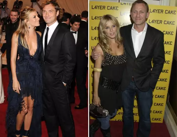 Sienna y Jude mantuvieron una relación intermitente durante muchos años, actualmente son sólo amigos. Daniel Craig está ahora casado con Rachel Weisz.