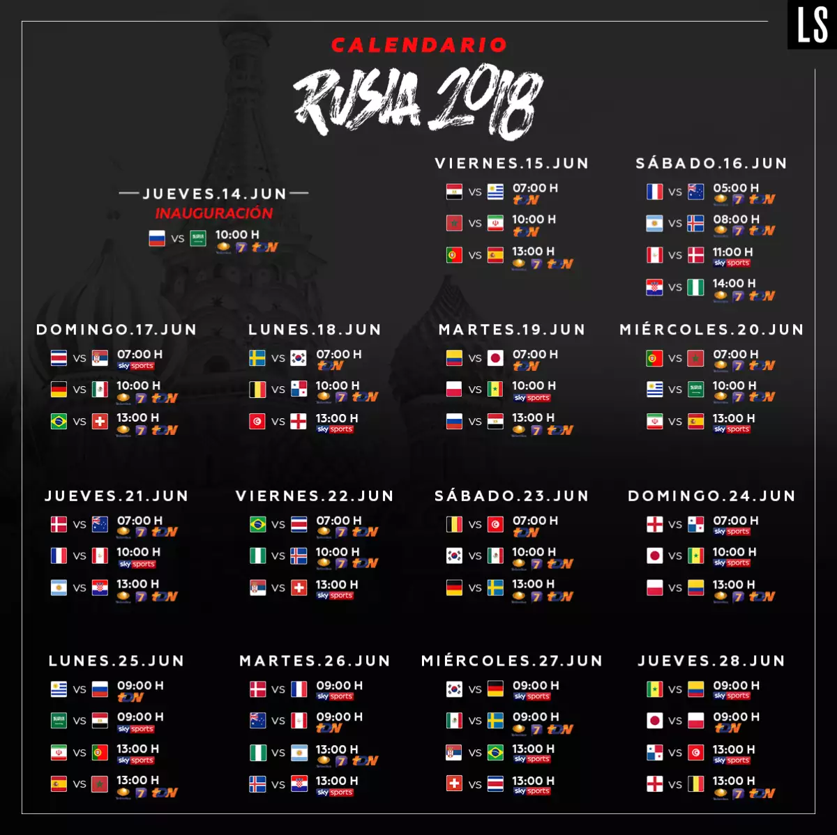 Calendario Rusia 2018