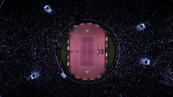 Vista aérea de la Monumental Plaza México, durante el TennisFest GNP