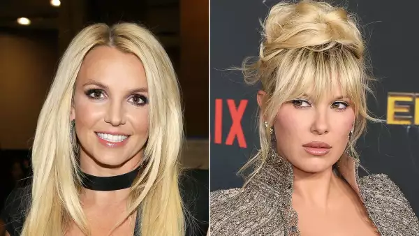 La cantante Britney Spears aparece en una imagen armada junto a la actriz Millie Bobby Brown