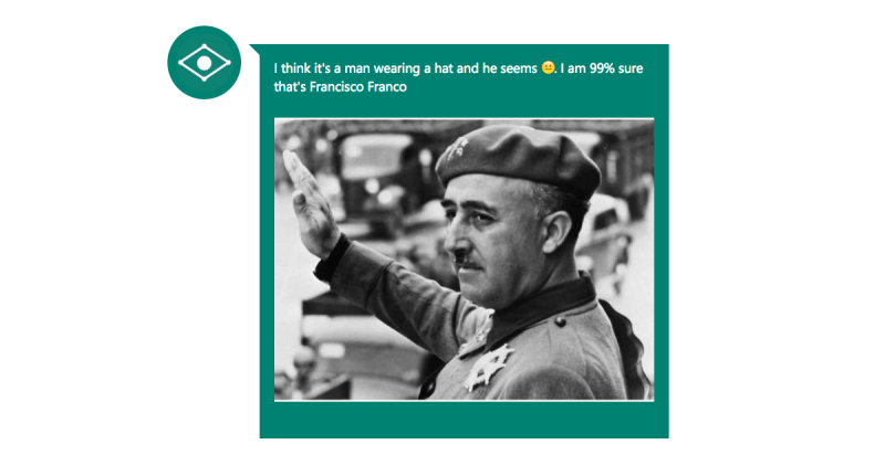 CaptionBot dice que está 99% seguro de que se trata de Francisco Franco.