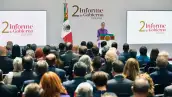 La presidenta Claudia Sheinbaum ofrece su Segundo Informe de Gobierno frente a integrantes de su gabinete, gobernadores y empresarios. 