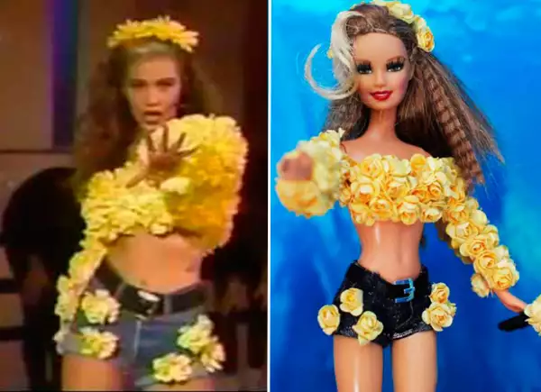 Este es uno de los trajes que lució al inicio de su carrera como cantante.