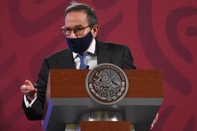 Carlos Salazar Lomelí, presidente del Consejo Coordinador Empresarial, durante su participación en la conferencia mañanera.