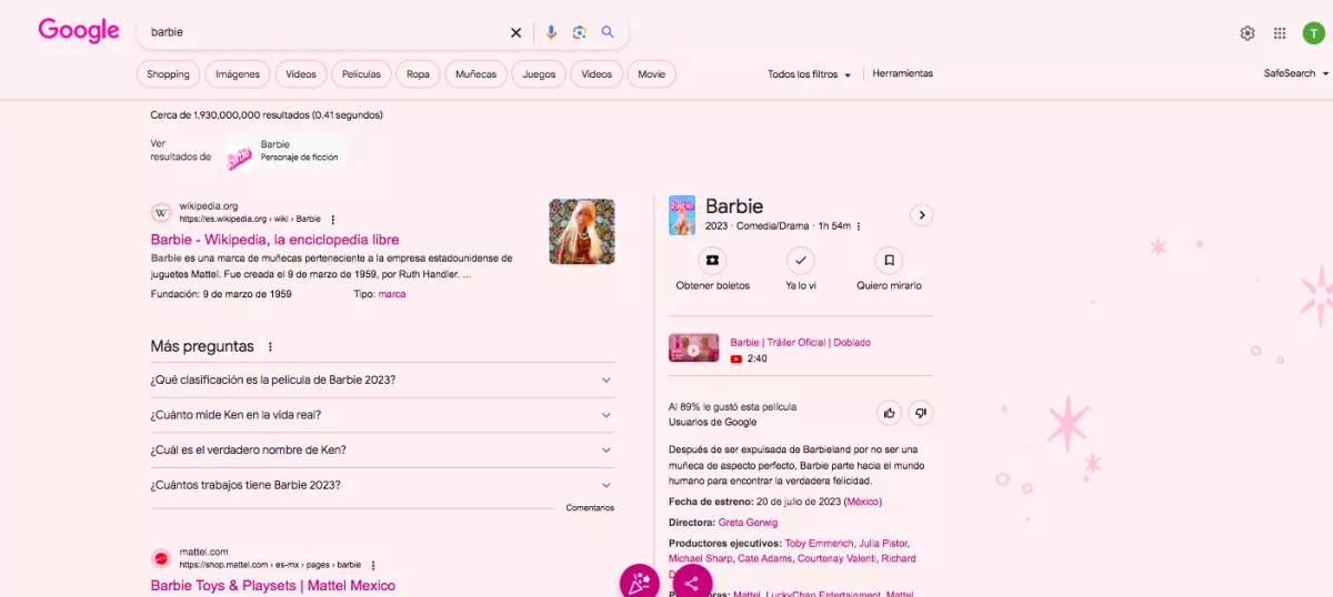 Cómo activar el filtro de Barbie en Google.