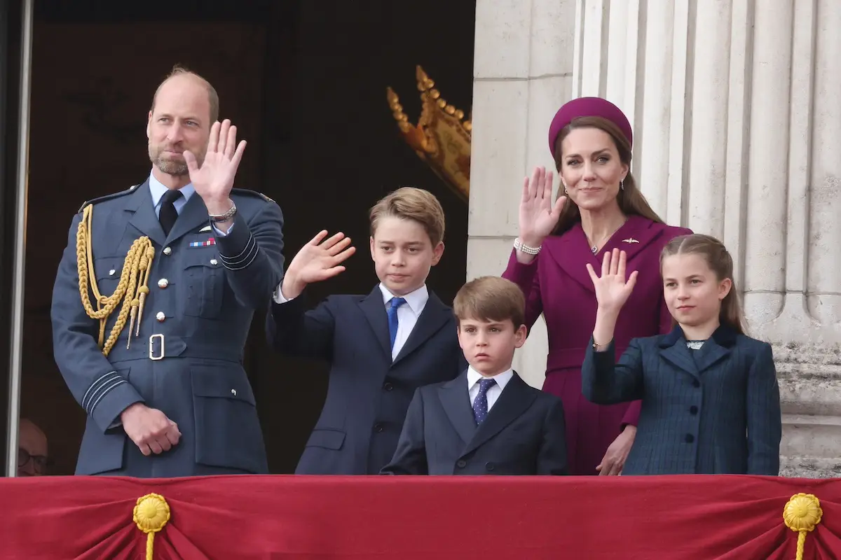 The Royal Family Watch Military Procession To Mark The 80th Anniversary Of VE Day