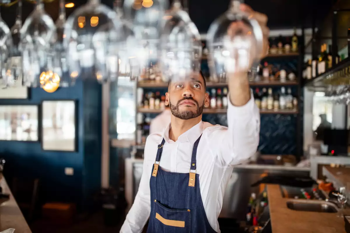 Bartender working at the cafe