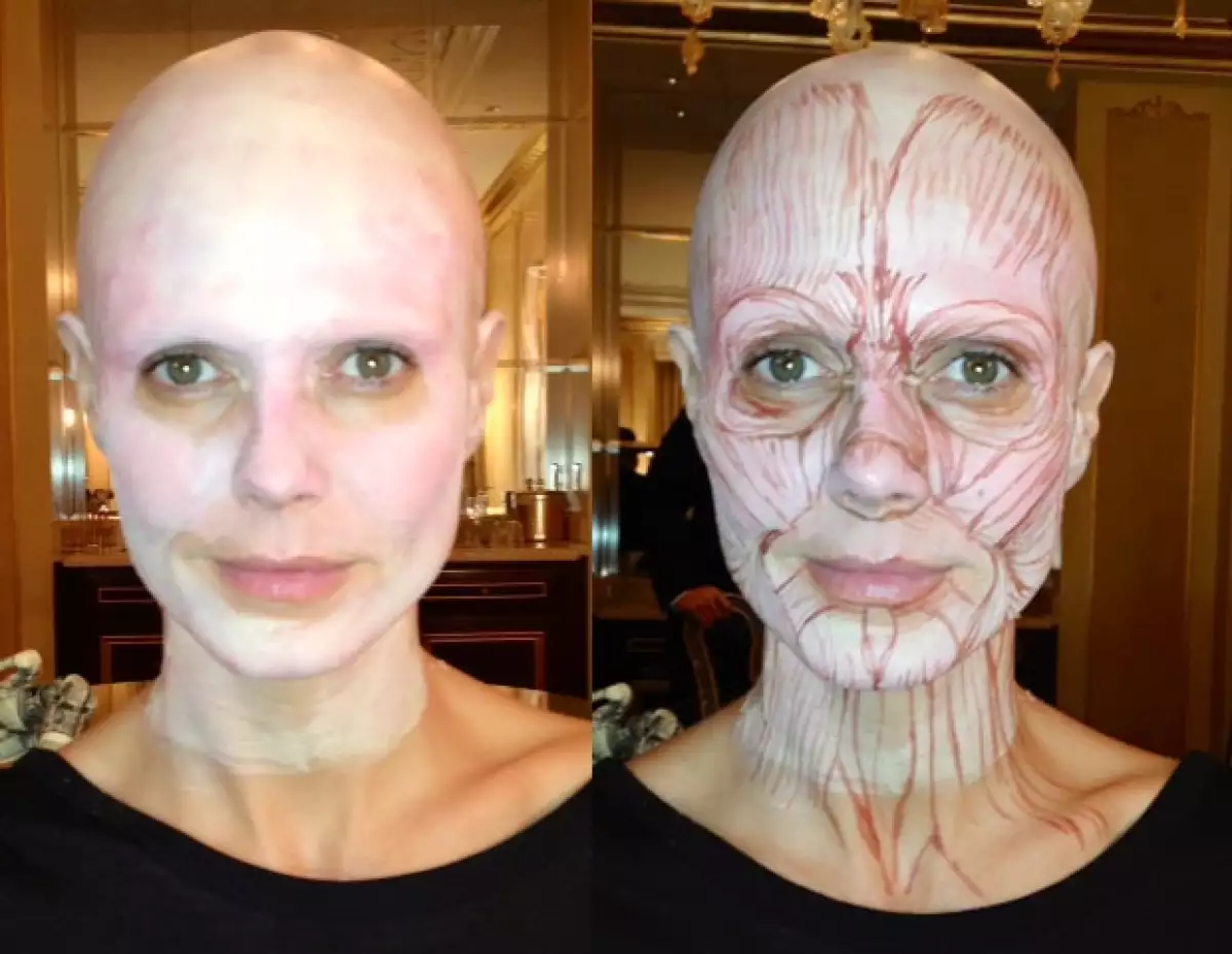 Heidi en plena transformación de cadáver.
