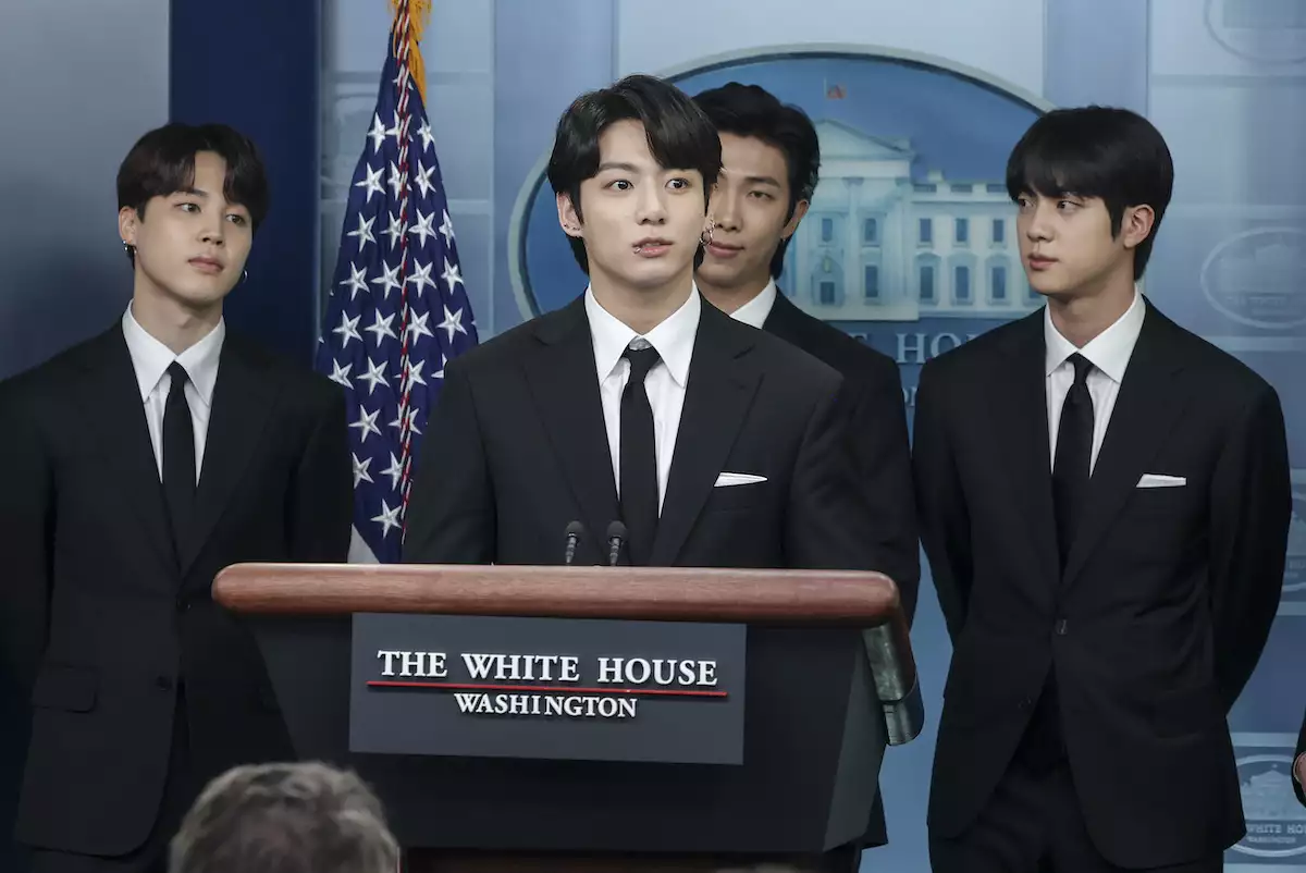 K-Pop Group BTS Joins White House Press Secretary Jean-Pierre At Daily Briefing