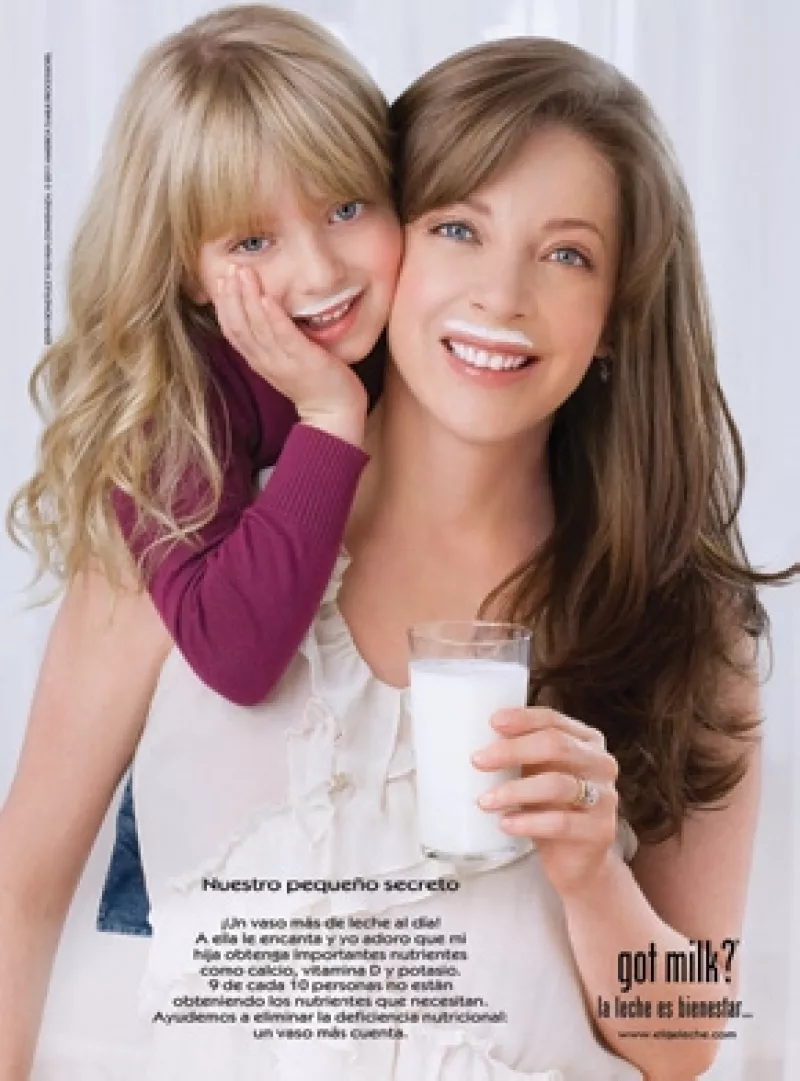 La actriz, al lado de su hija Constanza, participó en la campaña que organiza Got Milk? que busca promover el consumo de leche.