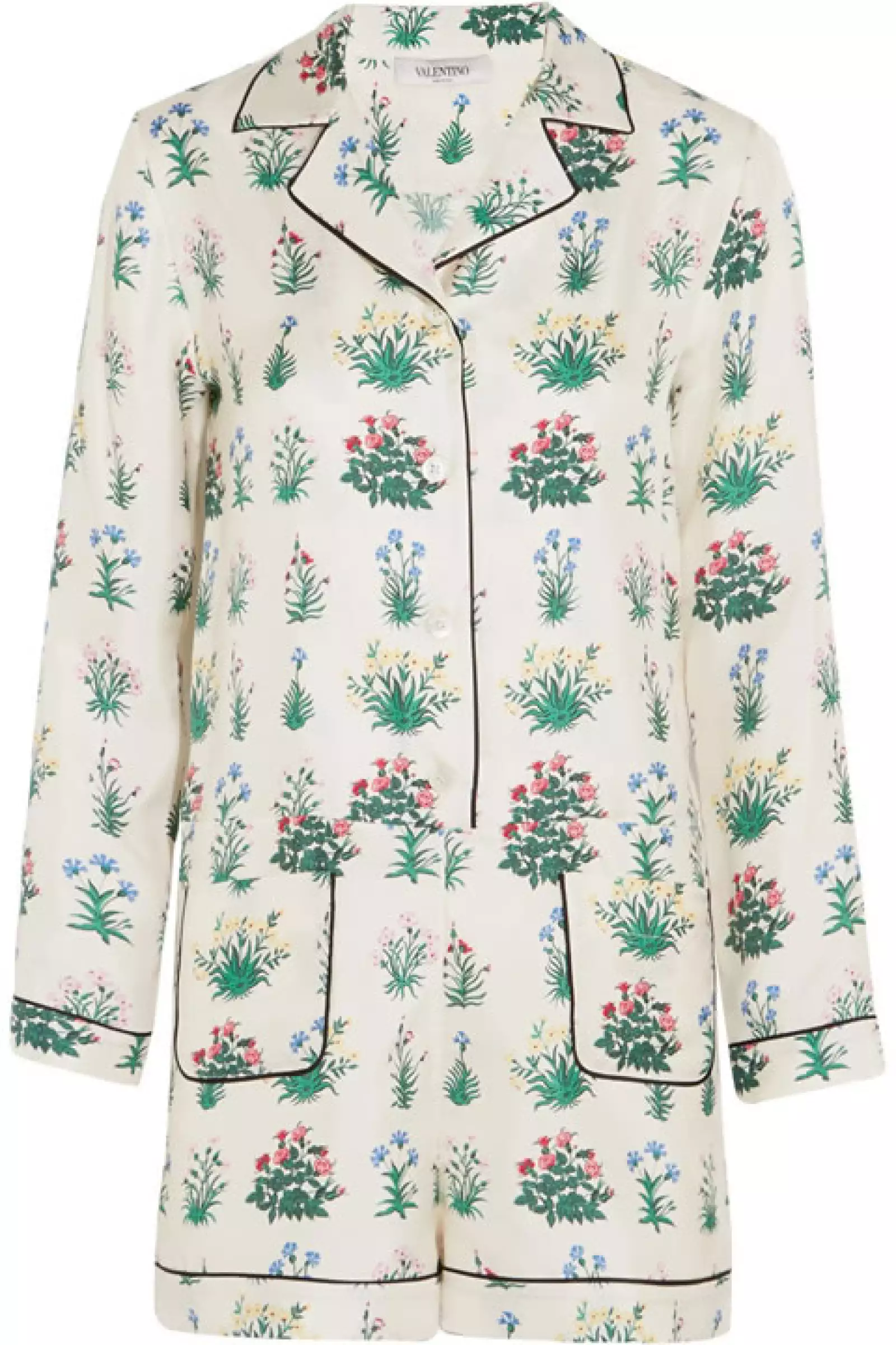 Atrévete a llevar el estilo pijama con este jumpsuit de Valentino con motivos florales.