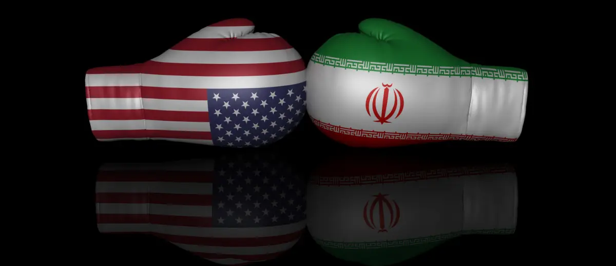usa iran us sanctions trade war tariffs 3d flags conflict confrontation crisis sign symbol icon graphic isolated on black background