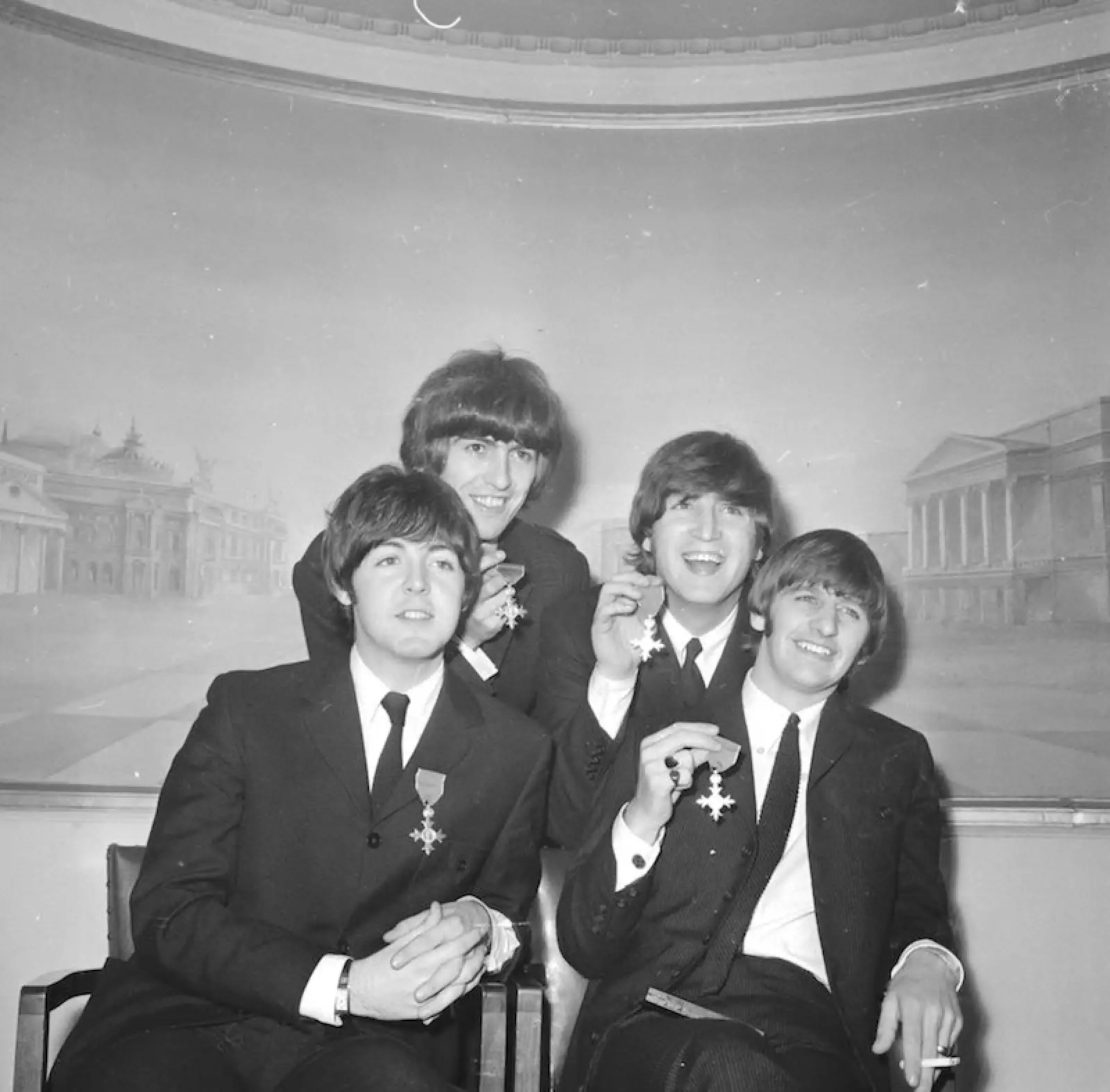 BEATLES AND THEIR M.B.E'S, LONDON , BRITAIN - 26/10/65