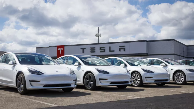 Tesla electric vehicles awaiting preparation for sale. Tesla EV Model 3, S and X are a key to a cleaner and greener environment XI
