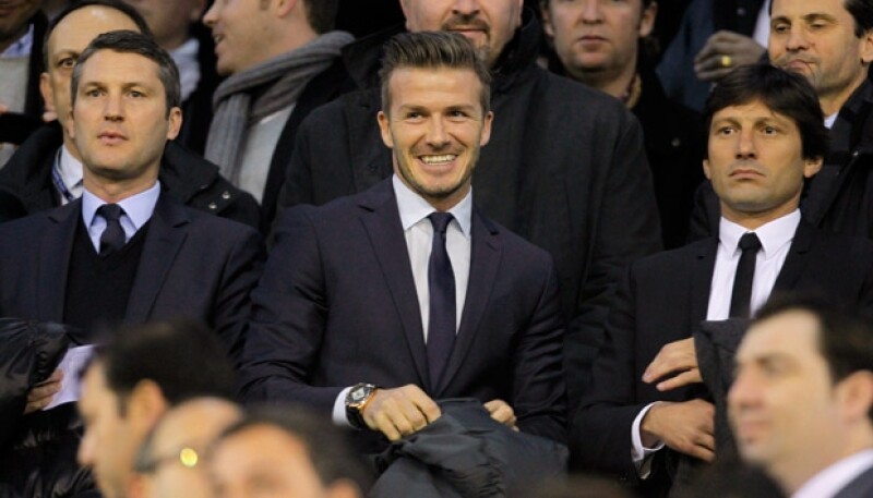 David Beckham viajó a España para presenciar el encuentro del Paris Saint-Germain contra el Valencia.