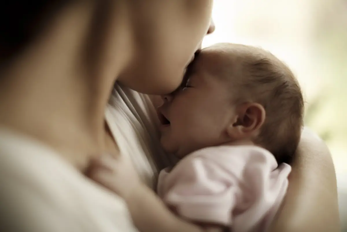 Mother and baby at home