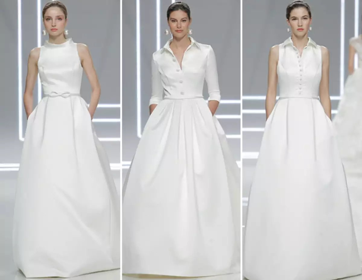 La sección de los vestidos de cloqué de seda fue de las más aplaudidas durante el desfile.